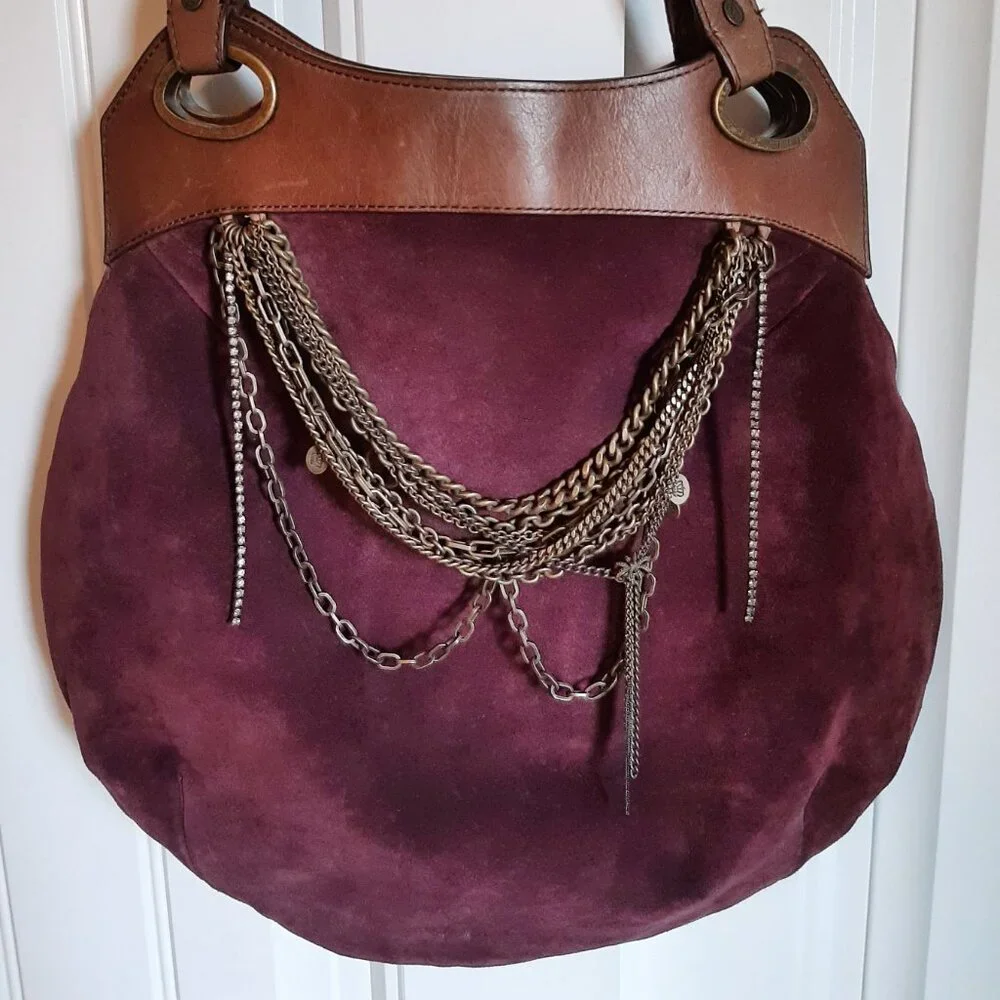 VTG Juicy Couture Y2K Plum Suede & Leather Handbag Purse